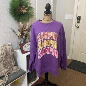 Champion Purple Crewneck with Multicolor Logo
